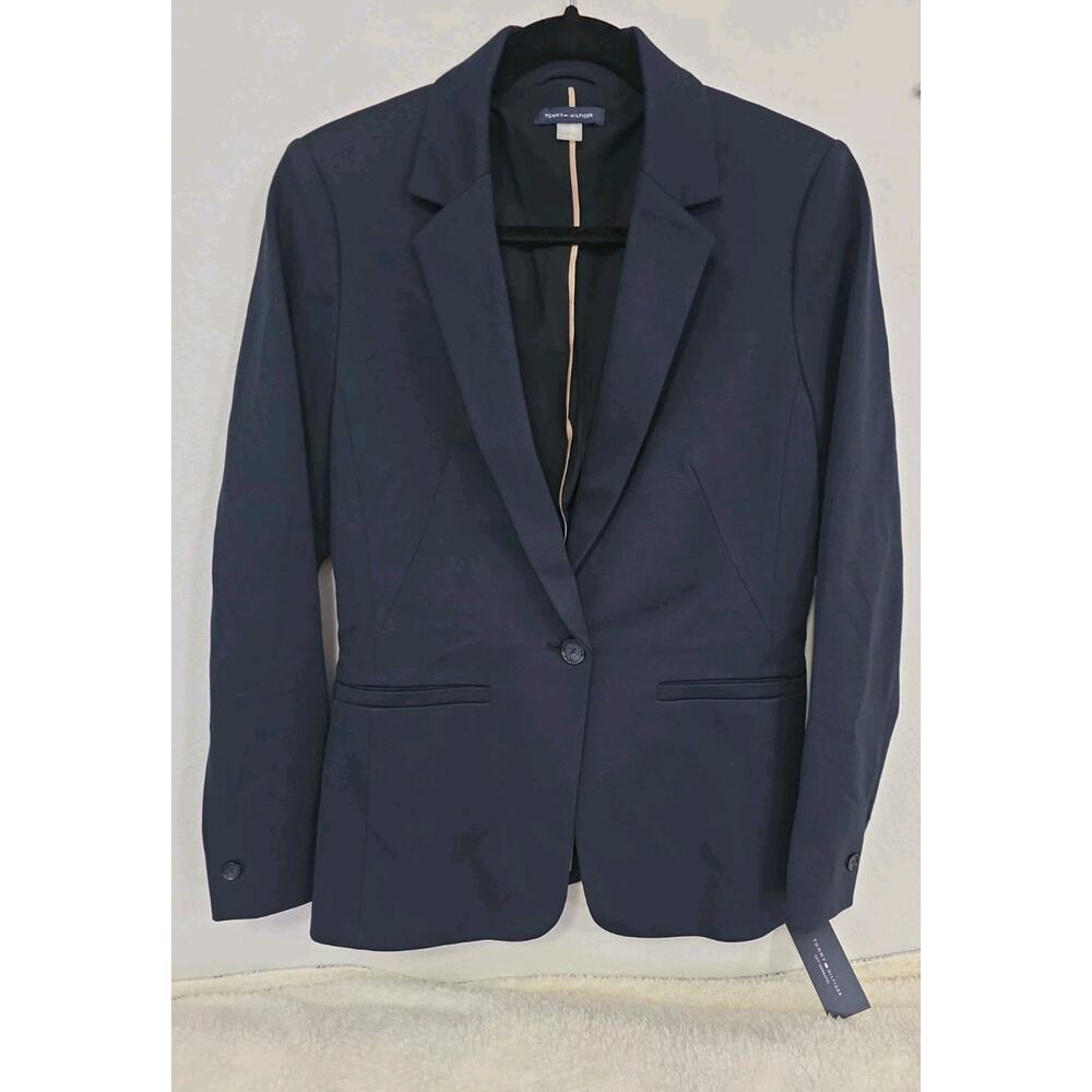 Tommy Hilfiger Women Blazer Navy Blue Business Workwear Dressy Lined Sz 6 NWT